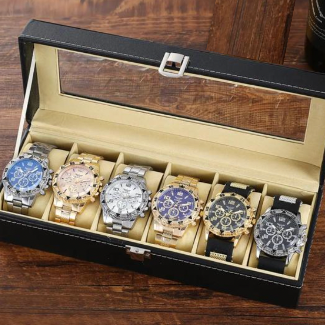 Men's Round Watches - Set of 6 with Free One Year Warranty