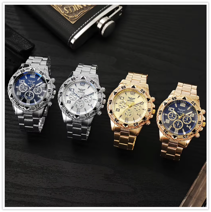 Men's Round Watches - Set of 6 with Free One Year Warranty